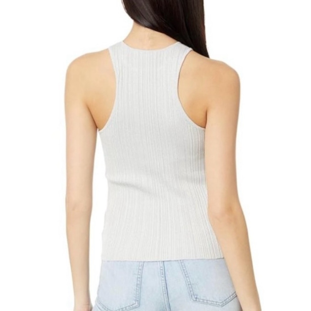 Madewell The Signature Shimmer Knit Cutaway Sweater Tank Vapor Silver XS